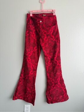 Run & Fly Red Paisley Hendrix Corduroy Flare Bell Bottom Pants